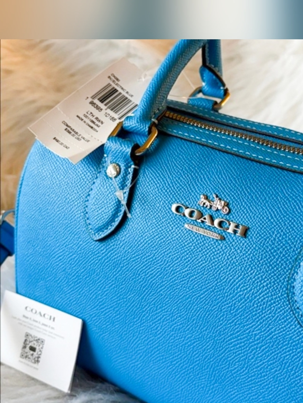 Coach Rowan Pebbled Leather in Turquoise Blue - Picture 3 of 10